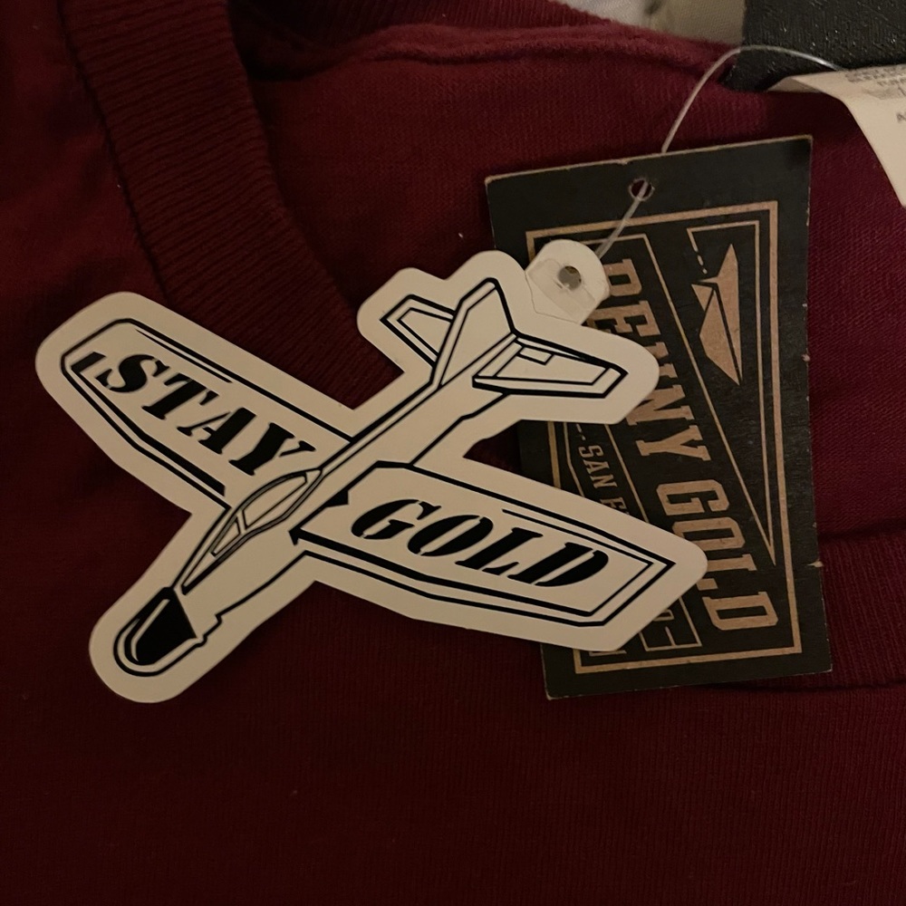 Brand New Benny Gold “Worker” Tee in Burgundy with tags still attached